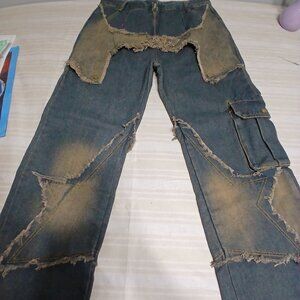 Baggy wide legged star high waisted jeans